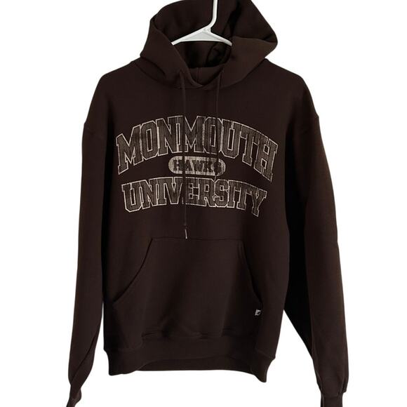 Monmouth Hawks Dark Brown Hooded Sweatshirt - Size Small - Picture 1 of 6